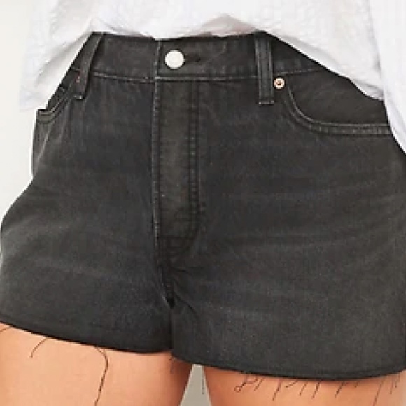 NWT: old navy High Waisted Button-Fly . Straight Black Non-Stretch Cut-Off Jeans - Picture 2 of 10